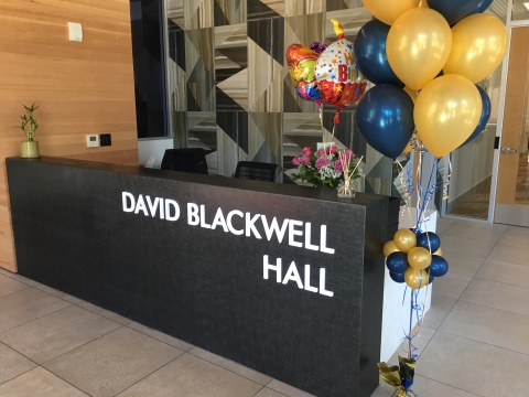 Photo of David Blackwell Hall sign