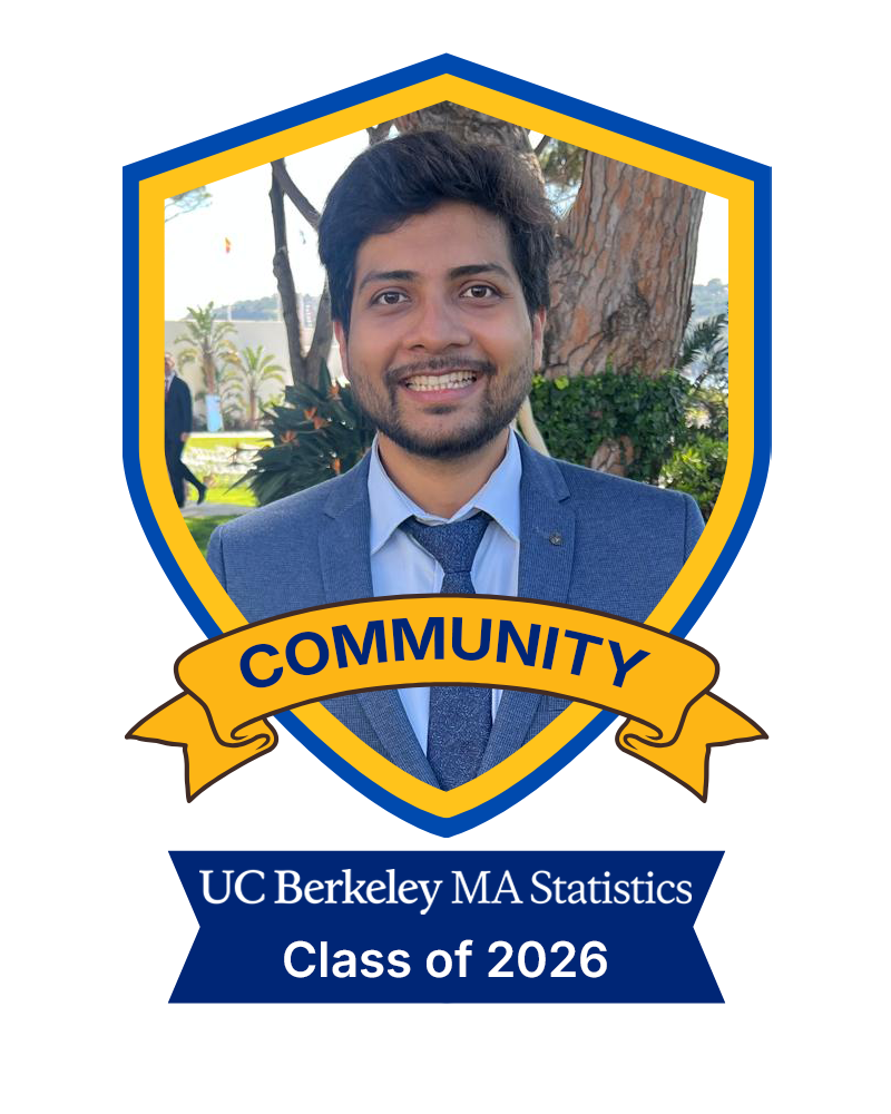 A photo of Abhishek Shukla in a shield with a banner that says community, class of 2026.