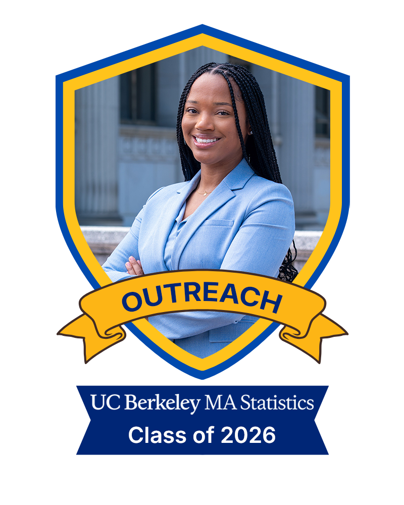 A photo of Donjhai Holland in a shield with a banner that says outreach, class of 2026.