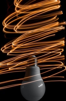 Photo of lightbulb with long exposure capturing circular motion 