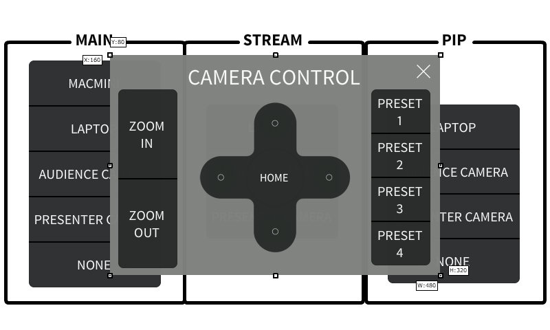 Screenshot of Crestron Camera Controls
