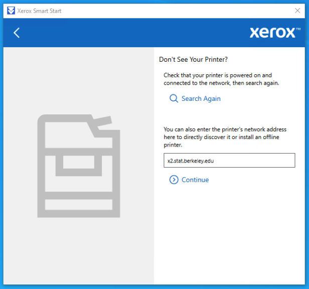 Screenshot of Xerox queue install on a Windows