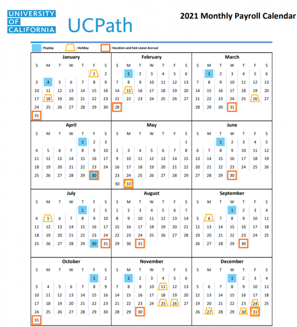 Monthly Payroll Calendar 2021